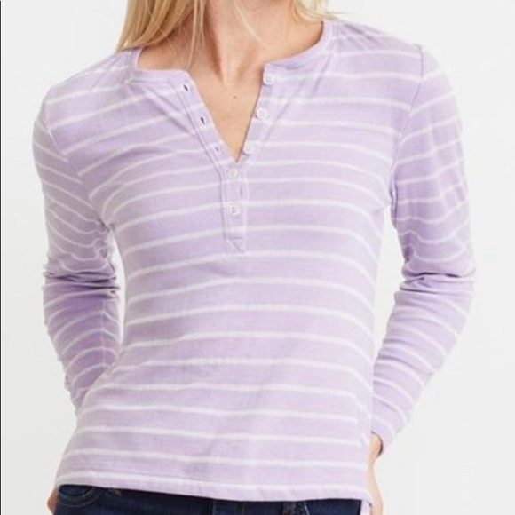 Marine Layer Tops - Marine layer dk Henley color lavender/white strip size S